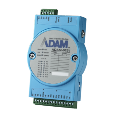 Ethernetový Daisy-chain I/O modul ADAM-6251, 16 izolovaných digitálnych vstupov, Modbus/TCP