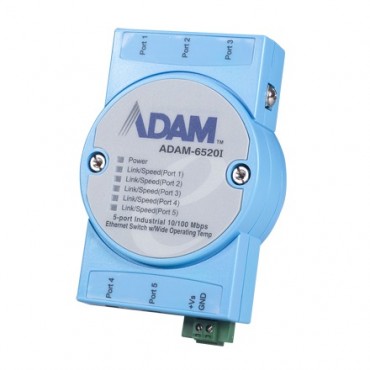5-portový priemyselný switch ADAM-6520I s EFT/ESD ochranou a rozšírenými pracovnými teplotami