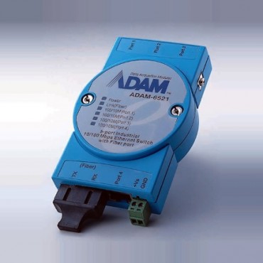 5-portový priemyselný switch ADAM-6521 s 1 SC multi-mode optickým portom