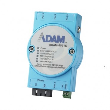 5-portový priemyselný switch ADAM-6521S s 1 SC single-mode optickým portom