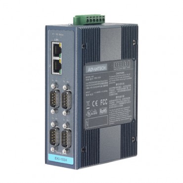 Sériový server 4xRS232/422/485 DB9 2xLAN RJ45 EKI-1524I s rozšírenými pracovnými teplotami