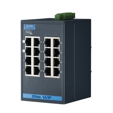 16-portový priemyselný manažovateľný switch EKI-5526I-EI, 16x FE RJ45, Ethernet/IP a rozšírenými pracovnými teplotami