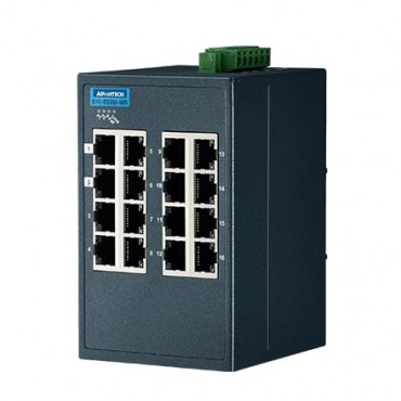 16-portový priemyselný manažovateľný switch EKI-5526I-MB, 16x FE RJ45, Modbus/TCP a rozšírenými pracovnými teplotami