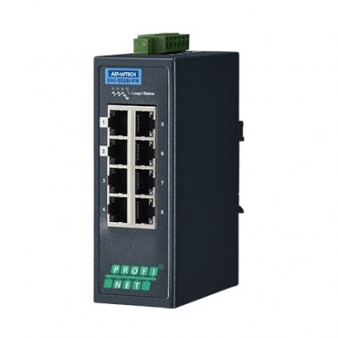 8-portový priemyselný manažovateľný switch EKI-5528I-PN, 8x FE RJ45, PROFINET a rozšírenými pracovnými teplotami