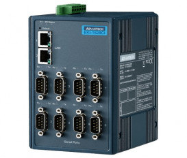 Sériový server EKI-1528I-DR s 8xRS-232/422/485 2x RJ45 LAN a rozšírenými pracovnými teplotami, na DIN lištu