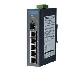 6-portový gigabitový priemyselný PoE switch EKI-2706G-1GFPI s 1 SFP portom a rozšírenými pracovnými teplotami