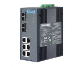 8-portový gigabitový priemyselný switch EKI-2728MI s 2xSC multi-mode optickými portami a rozšírenými pracovnými teplotami