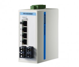 6-portový ProView switch EKI-5524MMI s 2 multi-mode SC optickými portami a rozšírenými pracovnými teplotami