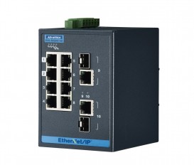 10-portový priemyselný manažovateľný switch EKI-5629CI-EI, 8x FE RJ45, 2 kombinované GbE RJ45/SFP, Ethernet/IP a rozšírenými pracovnými teplotami