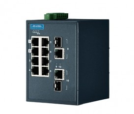 10-portový priemyselný manažovateľný switch EKI-5629CI-MB, 8x FE RJ45, 2x kombinované GbE RJ45/SFP, Modbus/TCP a rozšírenými pracovnými teplotami