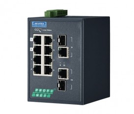 10-portový priemyselný manažovateľný switch EKI-5629CI-PN, 8x FE RJ45, 2 kombinované GbE RJ45/SFP, PROFINET a rozšírenými pracovnými teplotami