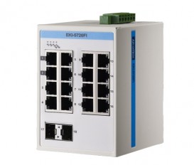 18-portový gigabitový ProView switch EKI-5726FI s 2 SFP portami a rozšírenými pracovnými teplotami