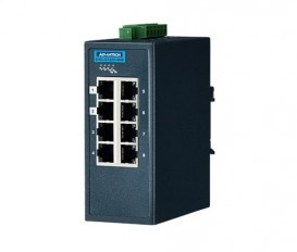 8-portový gigabitový priemyselný manažovateľný switch EKI-5728I-MB, 8x GbE RJ45, Modbus/TCP a rozšírenými pracovnými teplotami