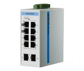 10-portový gigabitový ProView switch EKI-5729FI s 2 SFP portami a rozšírenými pracovnými teplotami