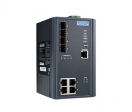 8-portový manažovateľný PoE priemyselný switch EKI-7708E-4FP s 4xFE, 4xSFP