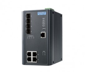 8-portový gigabitový manažovateľný PoE priemyselný switch EKI-7708G-4FP s 4xGE, 4xSFP