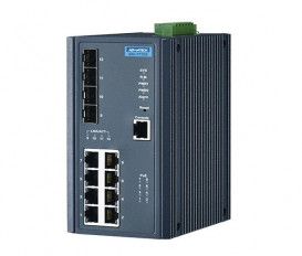 12-portový gigabitový manažovateľný priemyselný PoE switch EKI-7712G-4FP s 4 SFP