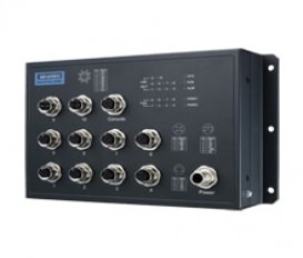 Priemyselný manažovateľný EN50155 PoE switch EKI-9510E-2GMPH s 8xFE M12 PoE, 2xGE M12, 72V/96V/110V DC